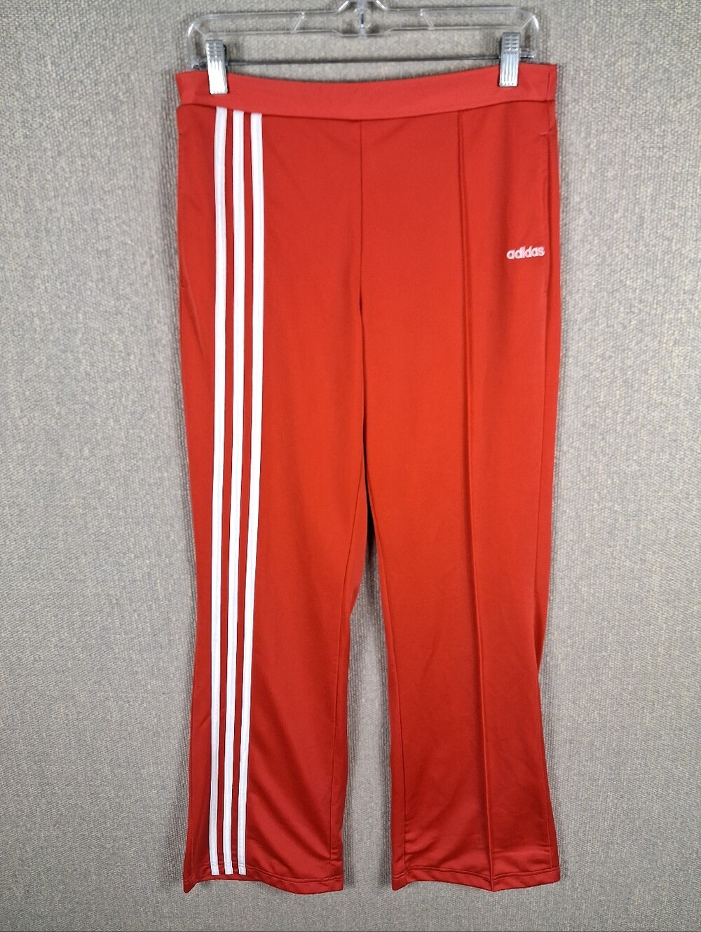 Adidas Track Pants Size Medium Red White Side Stripes Vintage Flared Drawstring